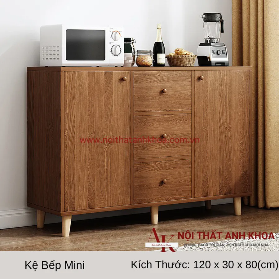 Tủ Đựng Chén Bát Gỗ MDF Màu Nâu Bền Chắc Chắn