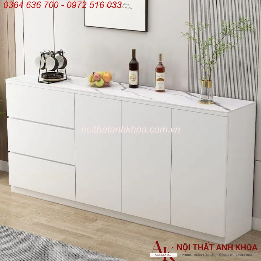 Tủ Đựng Chén Bát Thông Minh Gỗ Công Nghiệp Màu Trắng Hiện Đại