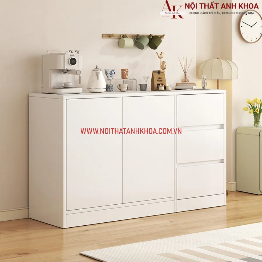Tủ Đựng Đồ Khô Gỗ MDF Màu Trắng Giá Rẻ