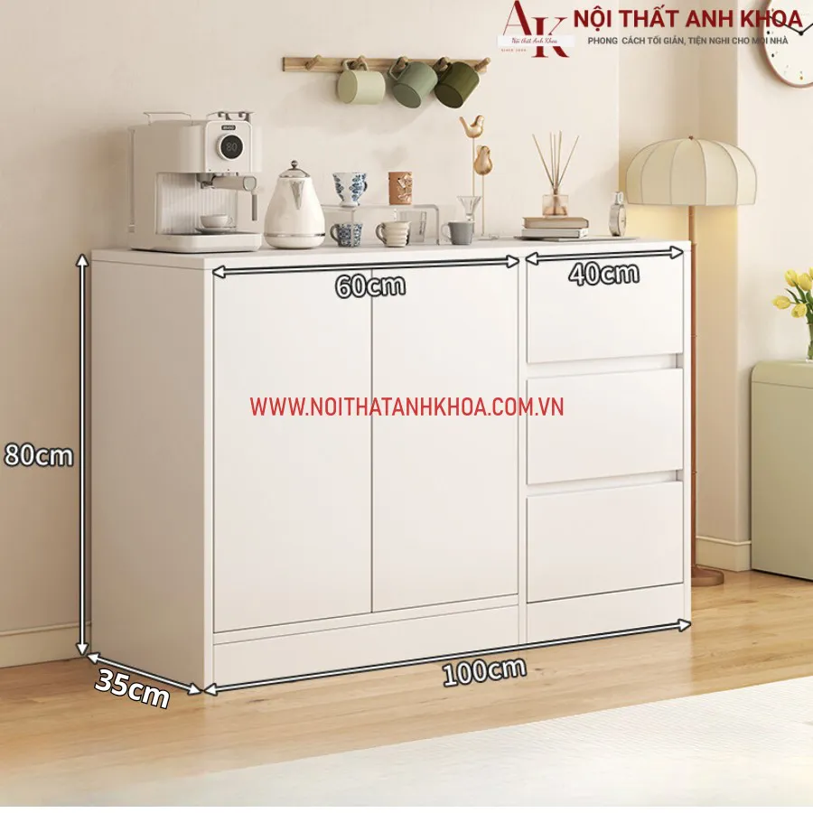 Tủ Đựng Đồ Khô Gỗ MDF Màu Trắng Giá Rẻ