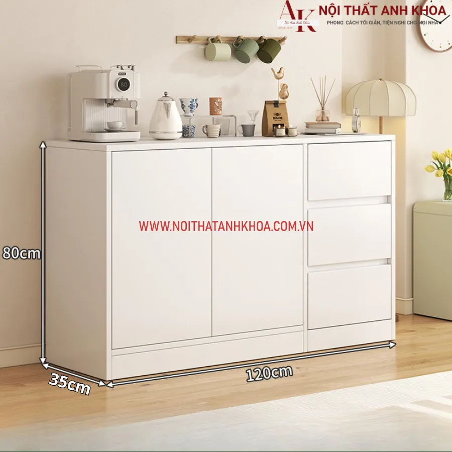 Tủ Đựng Đồ Khô Gỗ MDF Màu Trắng Giá Rẻ