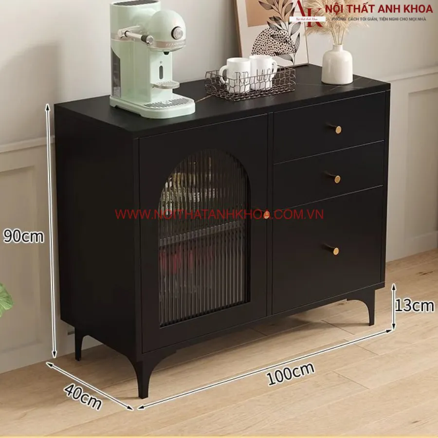 Tủ Đựng Đồ Khô Kết Hợp Cánh Kính Đẹp Hiện Đại