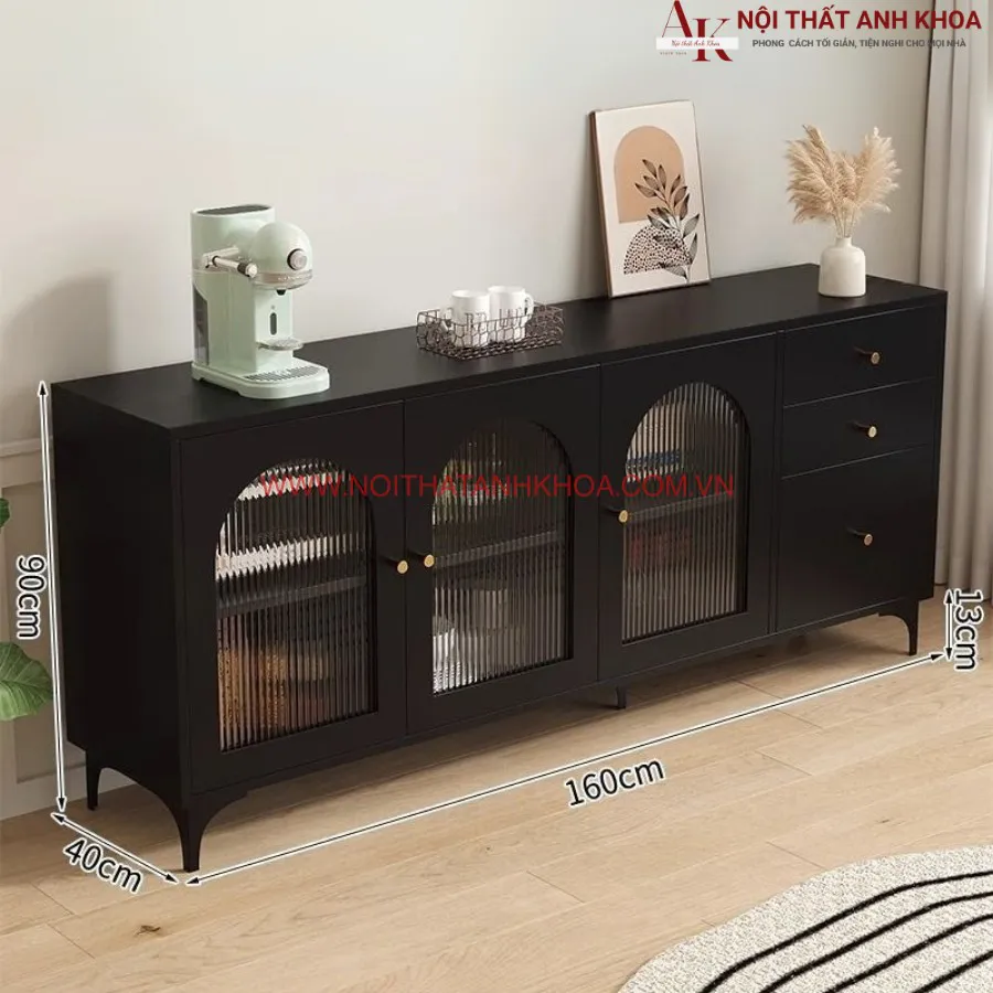 Tủ Đựng Đồ Khô Kết Hợp Cánh Kính Đẹp Hiện Đại