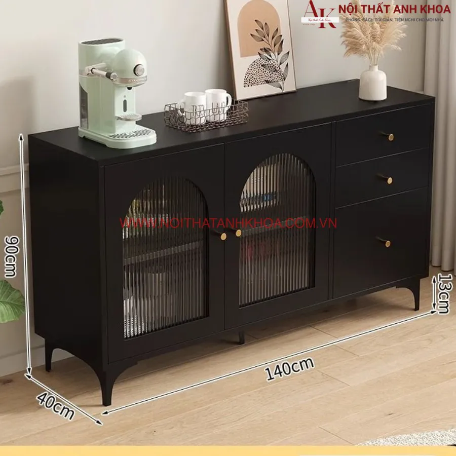 Tủ Đựng Đồ Khô Kết Hợp Cánh Kính Đẹp Hiện Đại