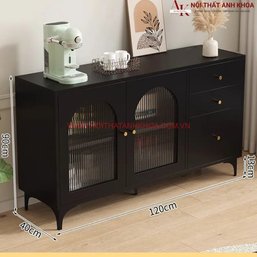 Tủ Đựng Đồ Khô Kết Hợp Cánh Kính Đẹp Hiện Đại