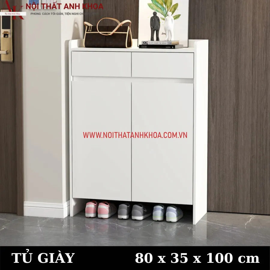 Tủ Đựng Giày Có Ghế Ngồi Màu Trắng Đẹp Hiện Đại