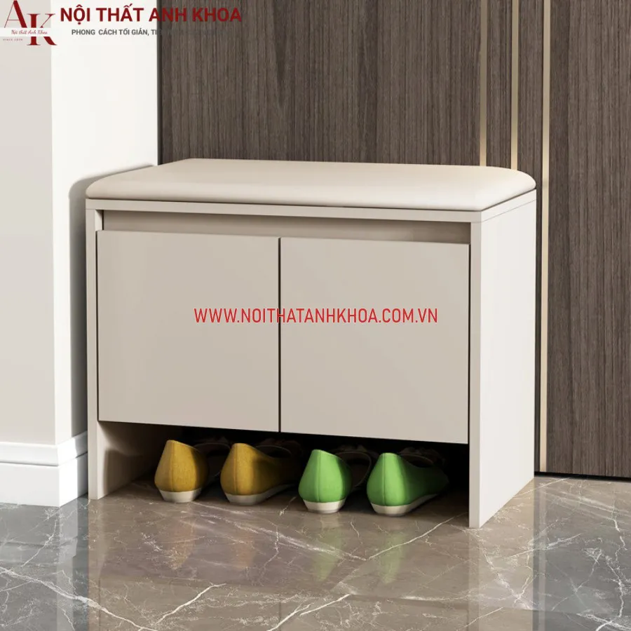 Tủ Đựng Giày Có Ghế Ngồi Màu Trắng Đẹp Hiện Đại