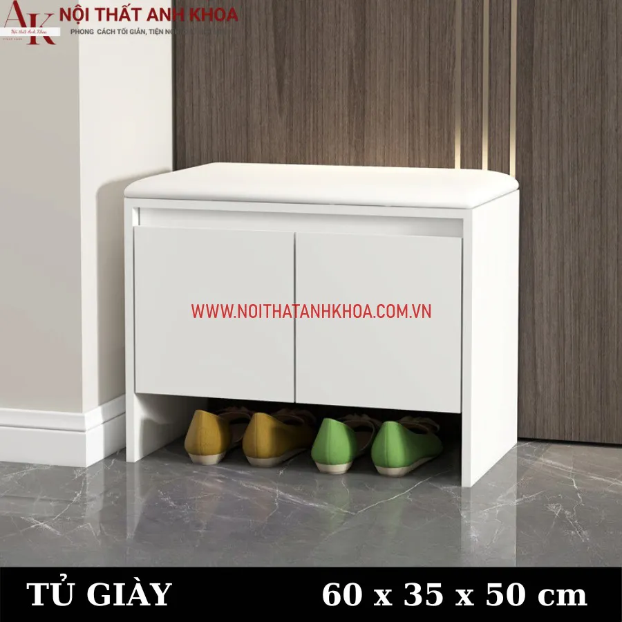 Tủ Đựng Giày Có Ghế Ngồi Màu Trắng Đẹp Hiện Đại