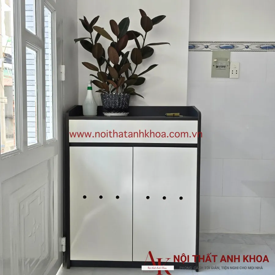 Tủ Đựng Giày Gỗ Công Nghiệp MDF Màu Xám Phối Trắng Giá Rẻ