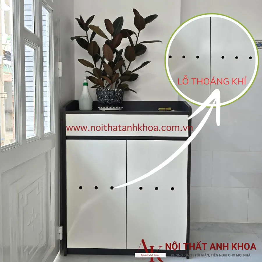Tủ Đựng Giày Gỗ Công Nghiệp MDF Màu Xám Phối Trắng Giá Rẻ