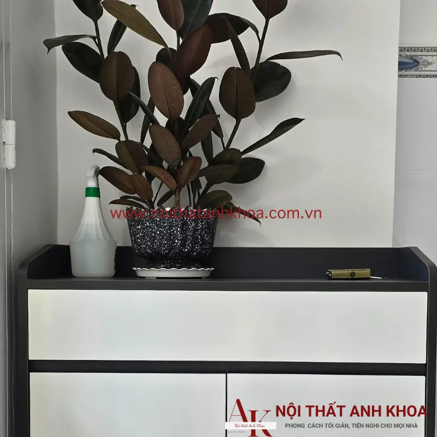 Tủ Đựng Giày Gỗ Công Nghiệp MDF Màu Xám Phối Trắng Giá Rẻ