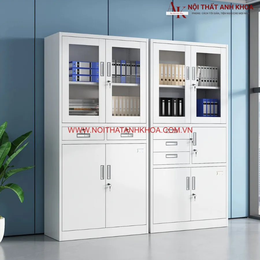 Tủ Đựng Hồ Sơ Gỗ Công Nghiệp Màu Trắng Hiện Đại