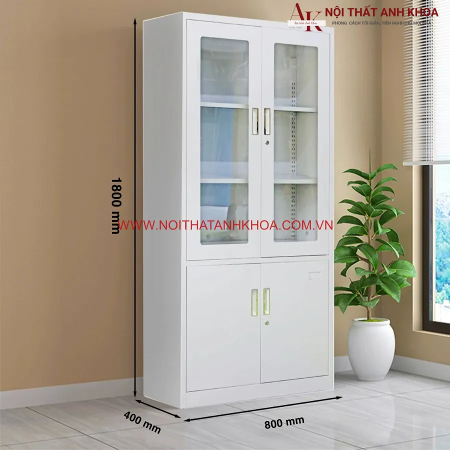 Tủ Đựng Hồ Sơ Gỗ Công Nghiệp Màu Trắng Hiện Đại