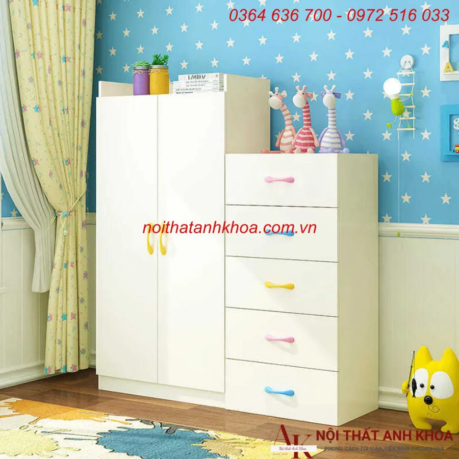Tủ Đựng Quần Áo Trẻ Em Bằng Gỗ MDF Hiện Đại Giá Tốt