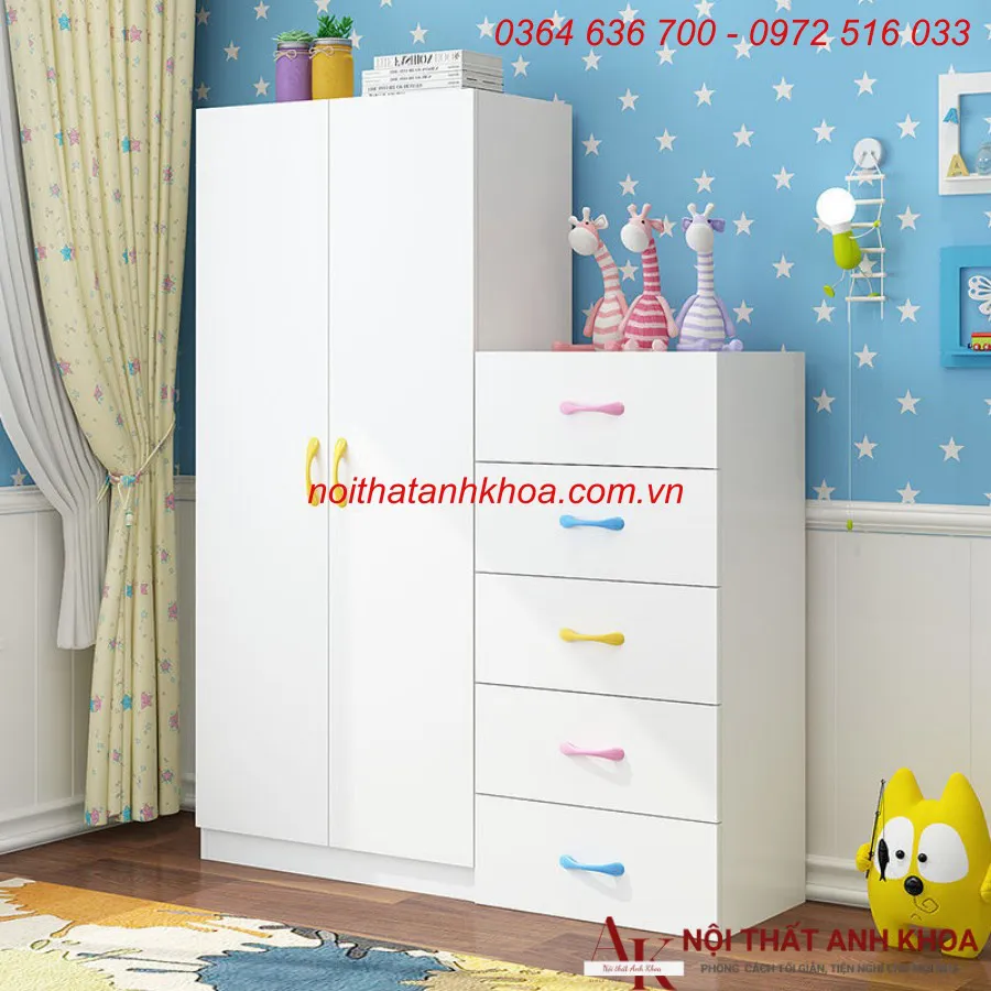 Tủ Đựng Quần Áo Trẻ Em Bằng Gỗ MDF Hiện Đại Giá Tốt