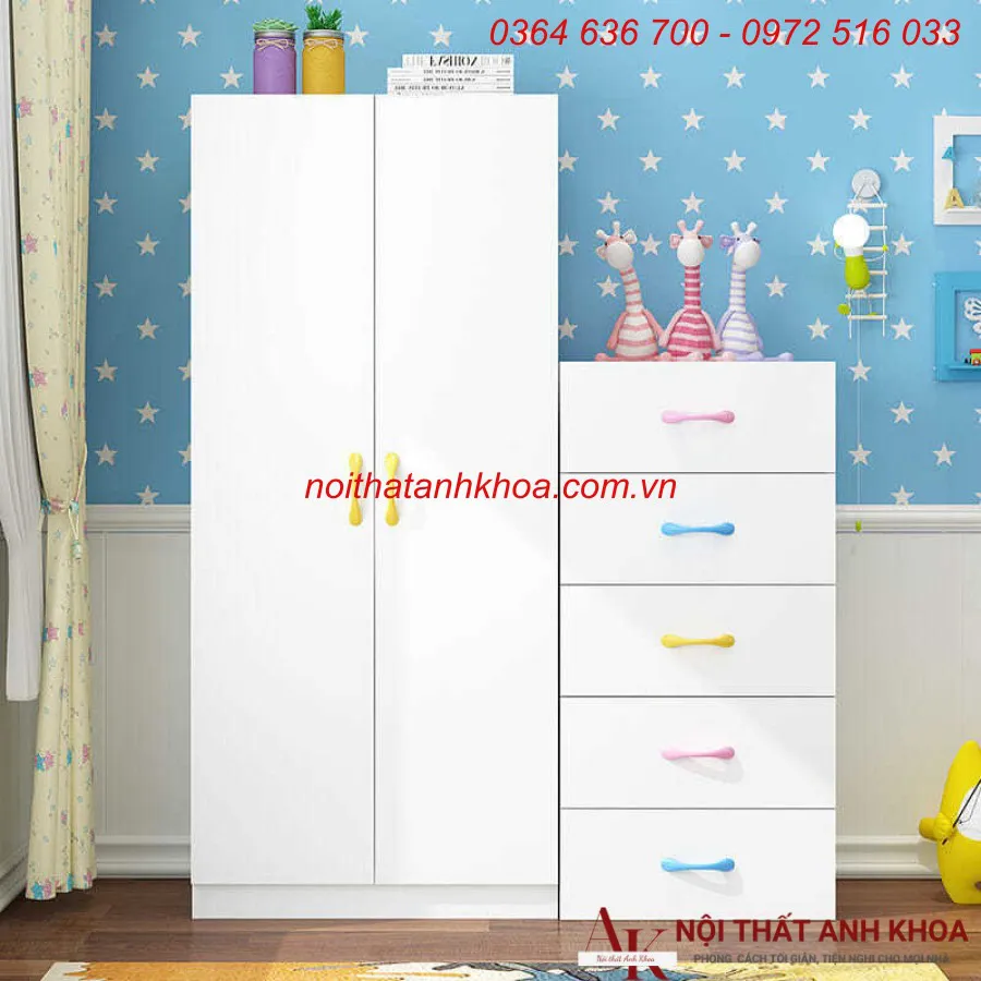 Tủ Đựng Quần Áo Trẻ Em Bằng Gỗ MDF Hiện Đại Giá Tốt