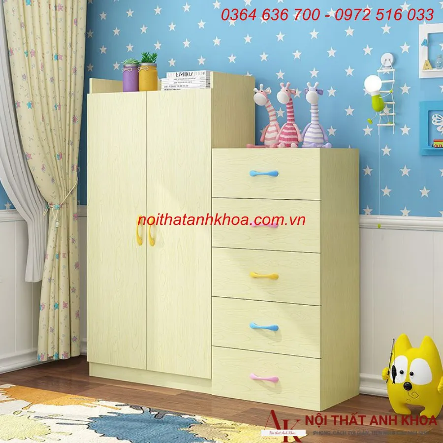 Tủ Đựng Quần Áo Trẻ Em Bằng Gỗ MDF Hiện Đại Giá Tốt