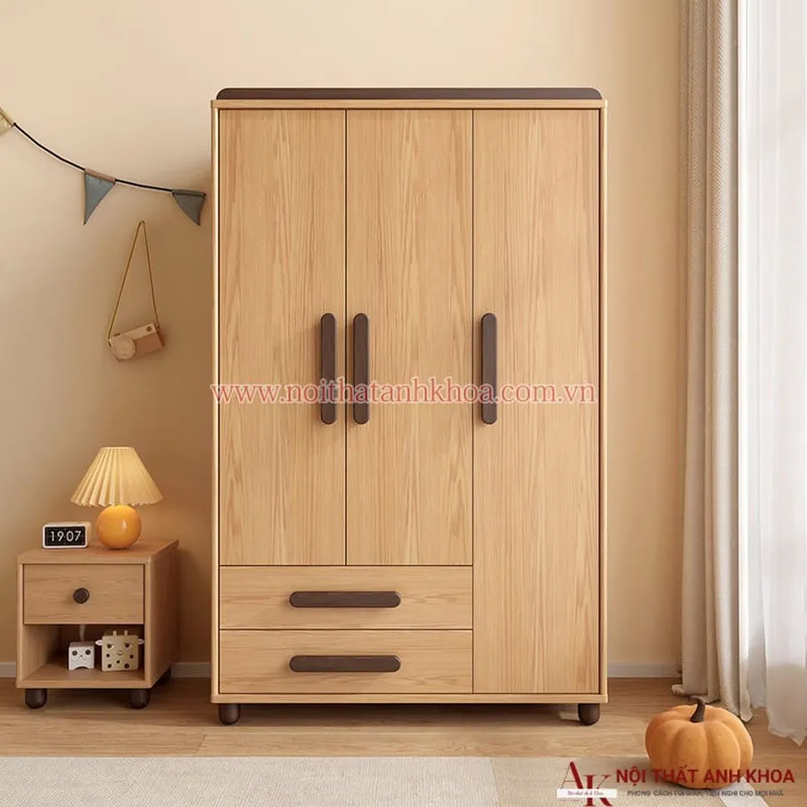 Tủ Đựng Quần Áo Trẻ Em Gỗ MDF Màu Vân Gỗ Giá Rẻ