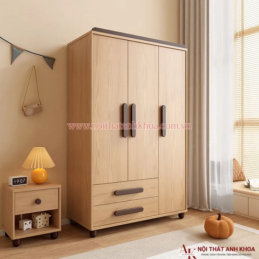 Tủ Đựng Quần Áo Trẻ Em Gỗ MDF Màu Vân Gỗ Giá Rẻ
