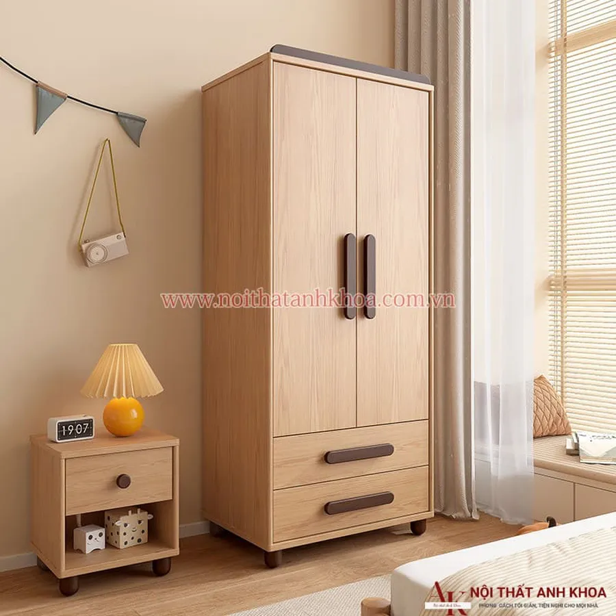 Tủ Đựng Quần Áo Trẻ Em Gỗ MDF Màu Vân Gỗ Giá Rẻ