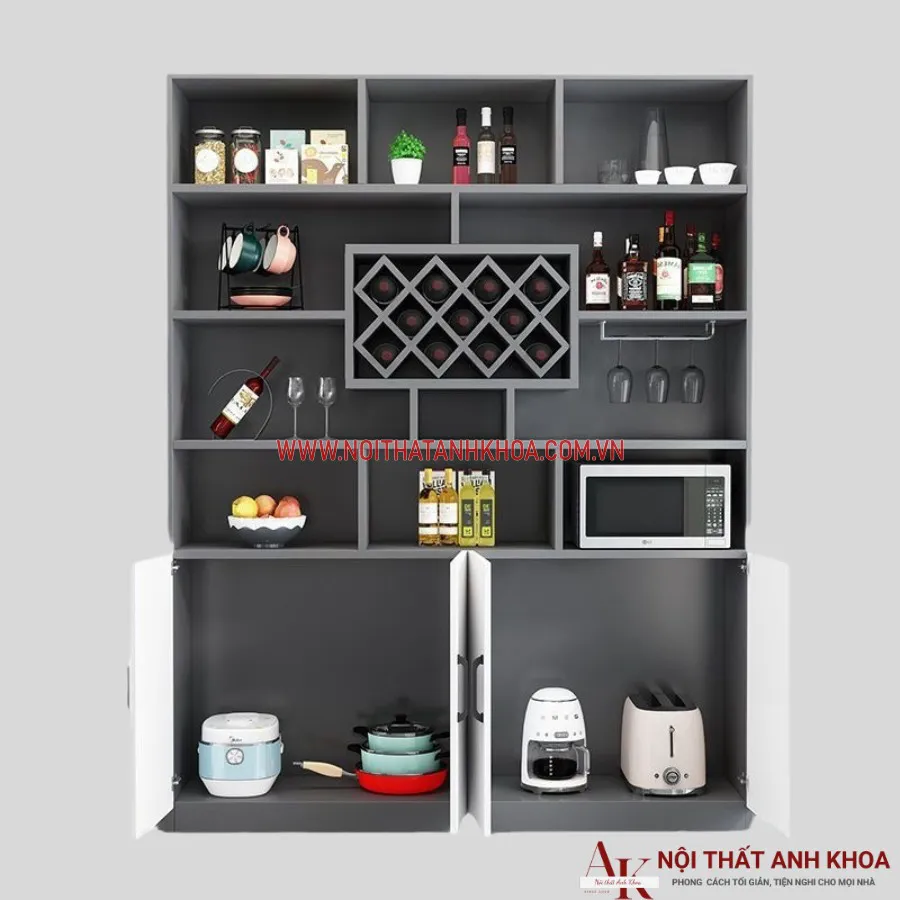 Tủ Đựng Rượu Gỗ Công Nghiệp Trang Trí Phòng Khách Đẹp Hiện Đại
