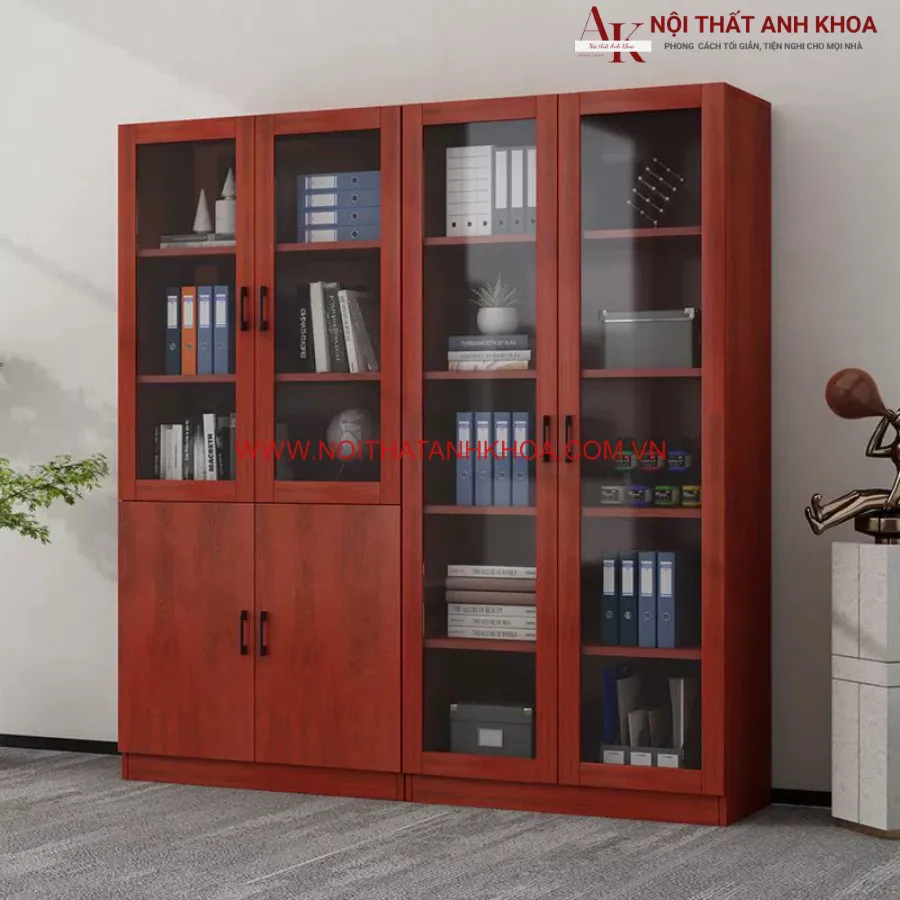 Tủ Đựng Tài Liệu Gỗ Công Nghiệp Kết Hợp Cánh Kính Đẹp Tiện Lợi