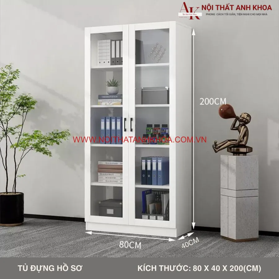 Tủ Đựng Tài Liệu Gỗ Công Nghiệp Kết Hợp Cánh Kính Đẹp Tiện Lợi