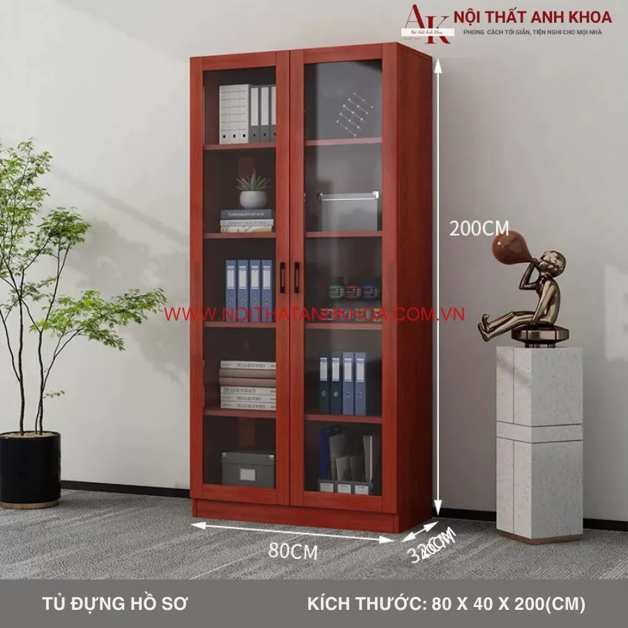 Tủ Đựng Tài Liệu Gỗ Công Nghiệp Kết Hợp Cánh Kính Đẹp Tiện Lợi