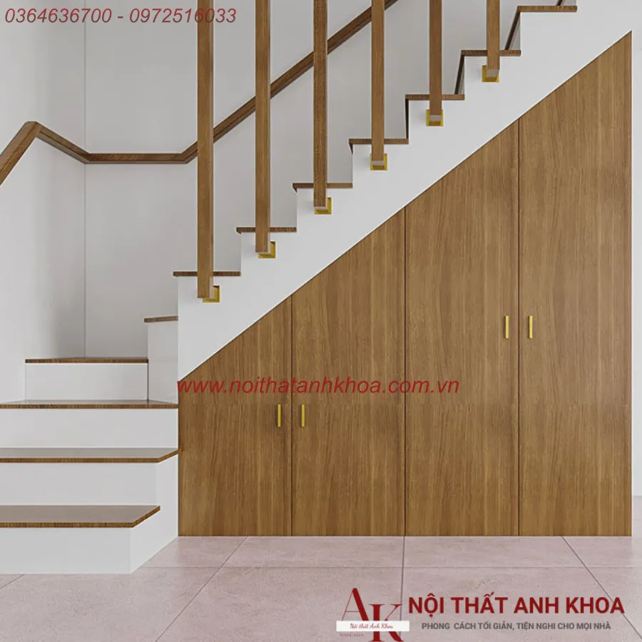 Tủ Dưới Cầu Thang Gỗ Công Nghiệp Đẹp Hiện Đại