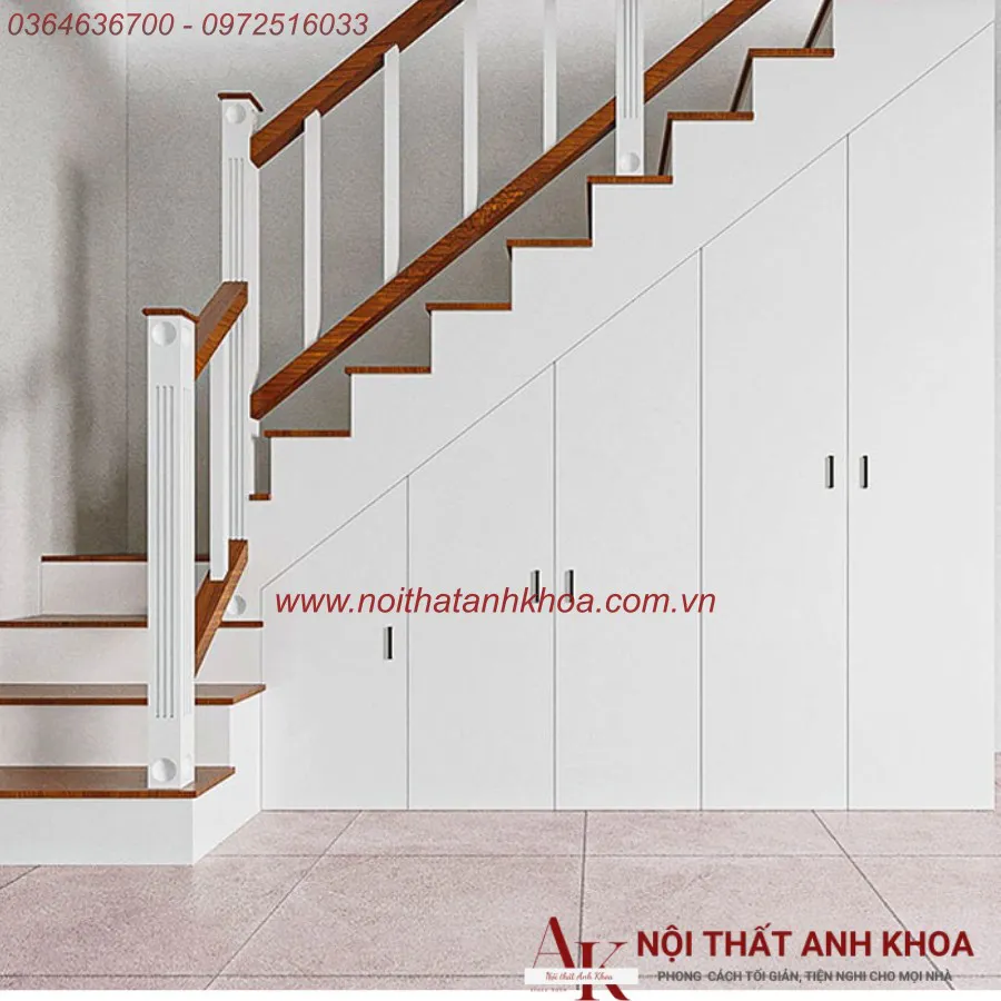 Tủ Dưới Cầu Thang Gỗ Công Nghiệp Đẹp Hiện Đại