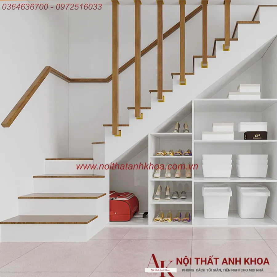Tủ Dưới Cầu Thang Gỗ Công Nghiệp Đẹp Hiện Đại