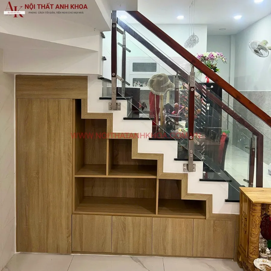 Tủ Gầm Cầu Thang Phòng Khách Gỗ Công Nghiệp Đẹp