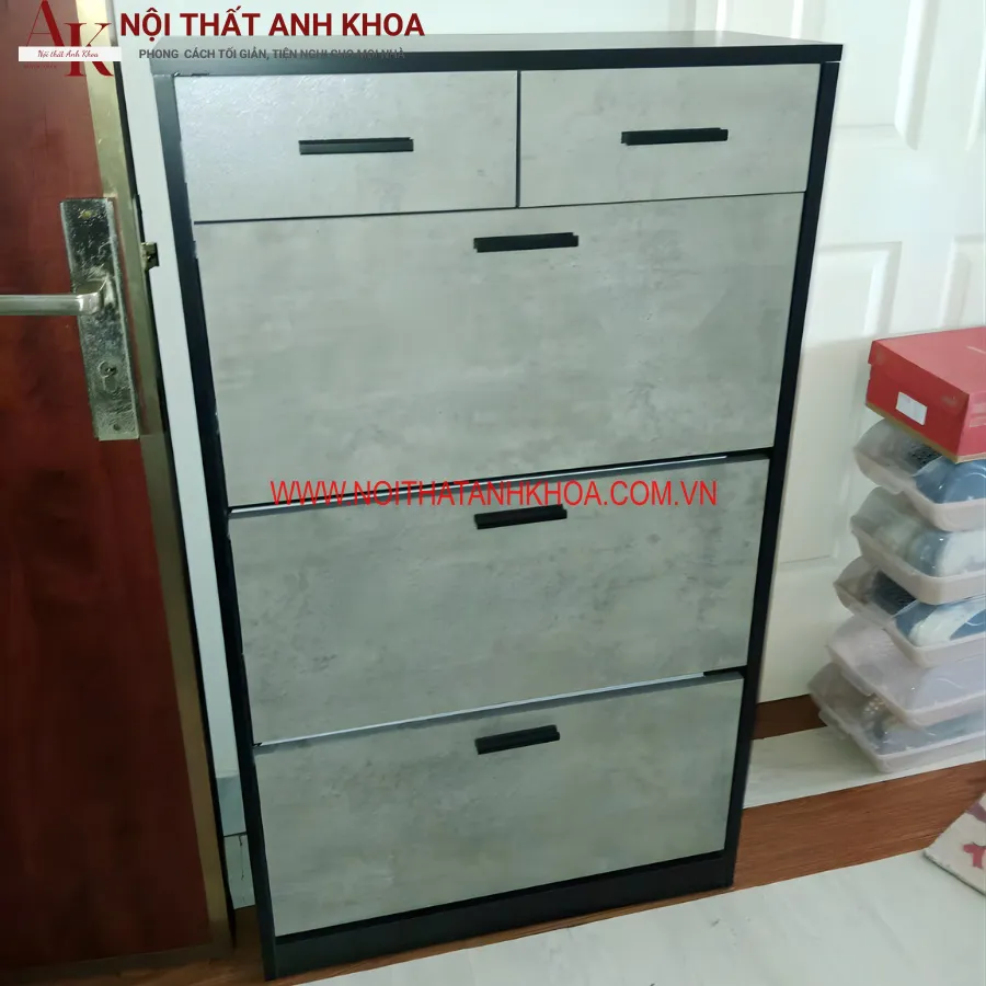 Tủ Giày Gỗ MDF Màu Trắng Thiết Kế Thông Minh Chứa Nhiều Giày Dép