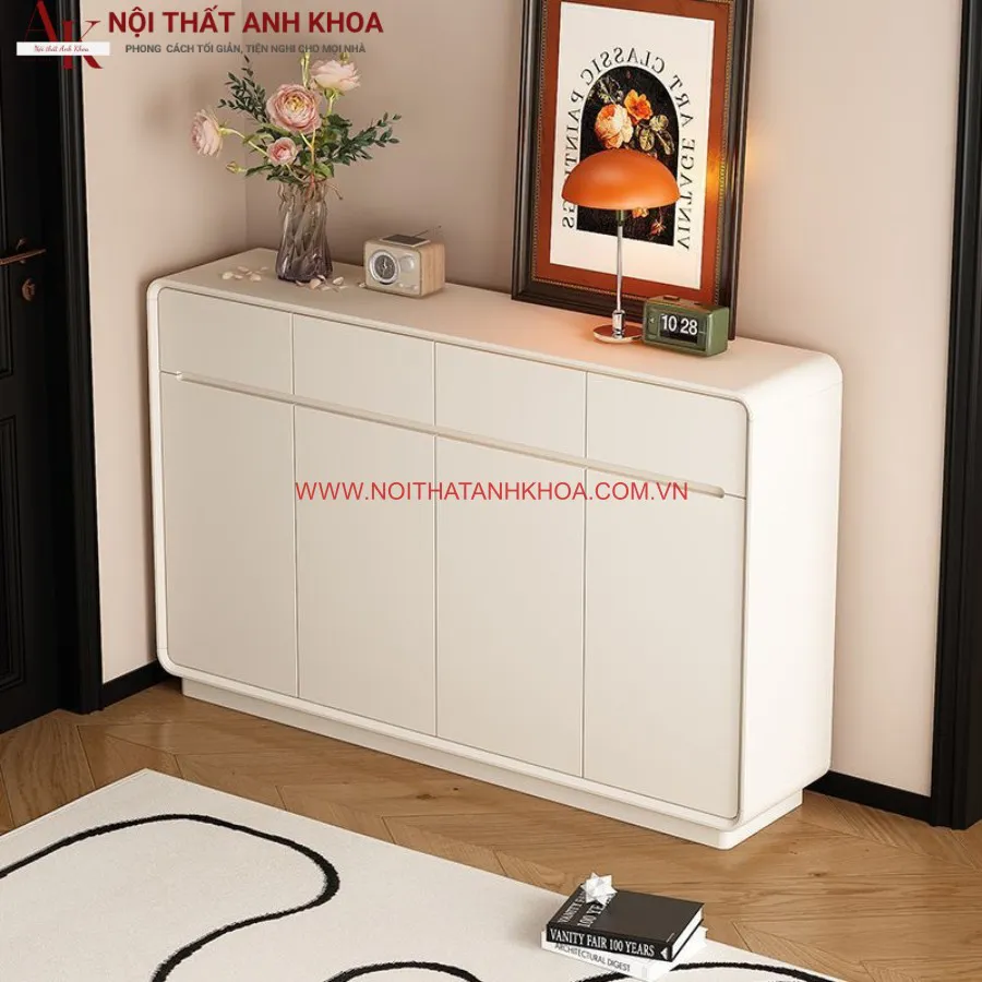 Tủ Giày Cao Cấp Gỗ Công Nghiệp Màu Trắng Hiện Đại