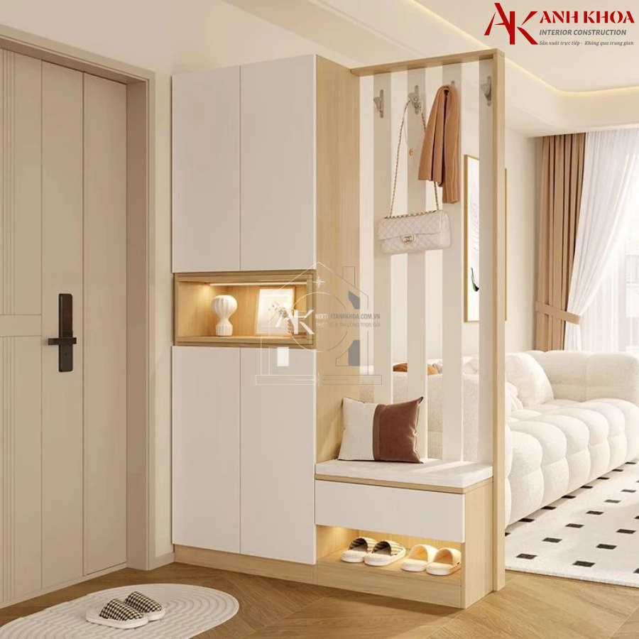 Tủ Giày Cao Kịch Trần Kết Hợp Hệ Treo Đồ Thông Minh
