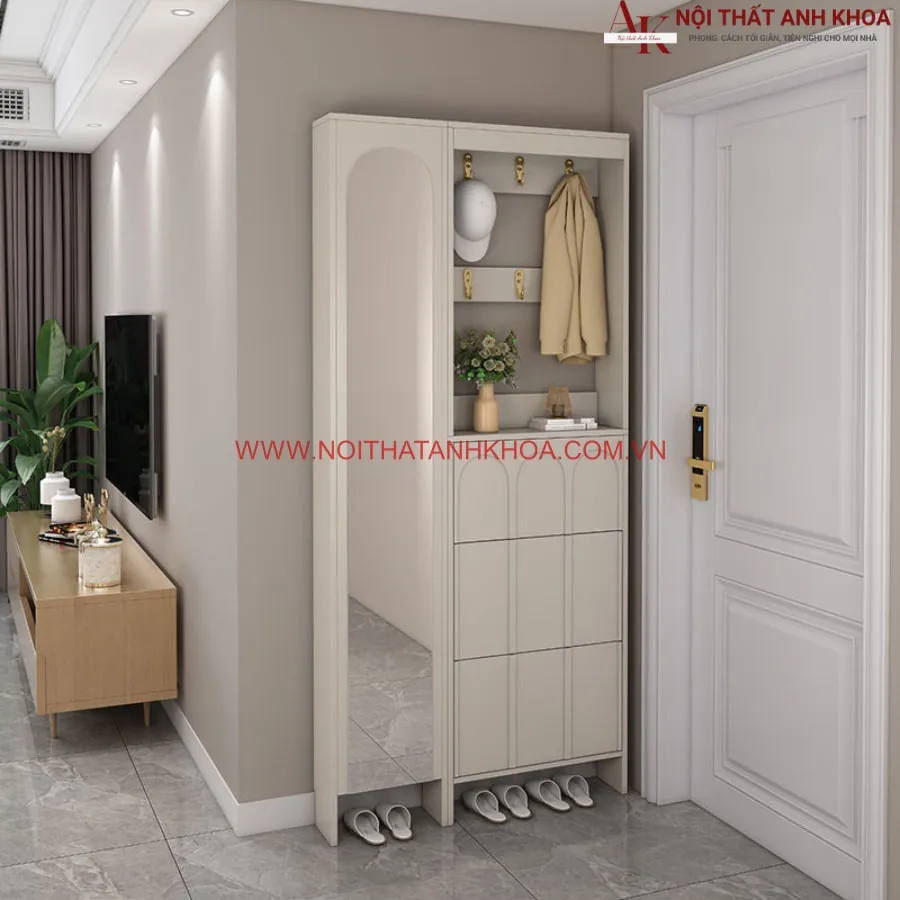 Tủ Giày Chung Cư Màu Trắng Đẹp Hiện Đại