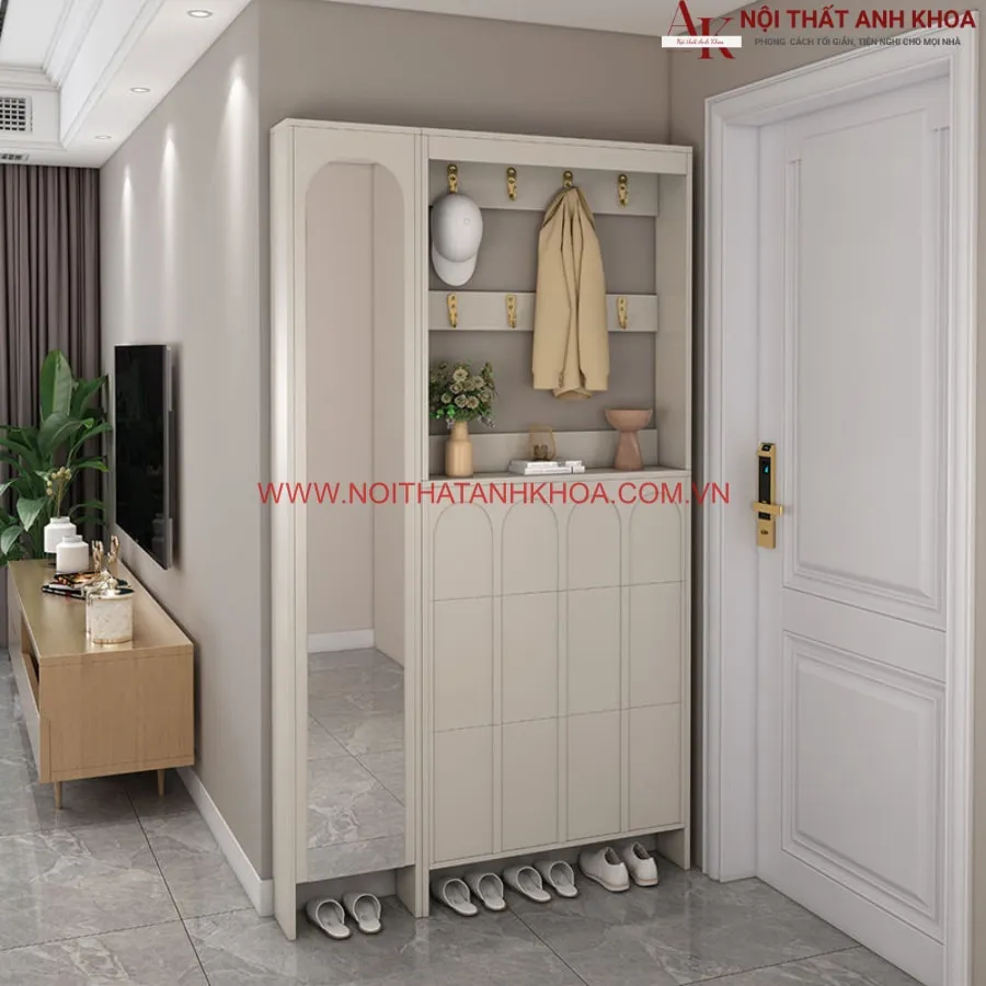 Tủ Giày Chung Cư Màu Trắng Đẹp Hiện Đại