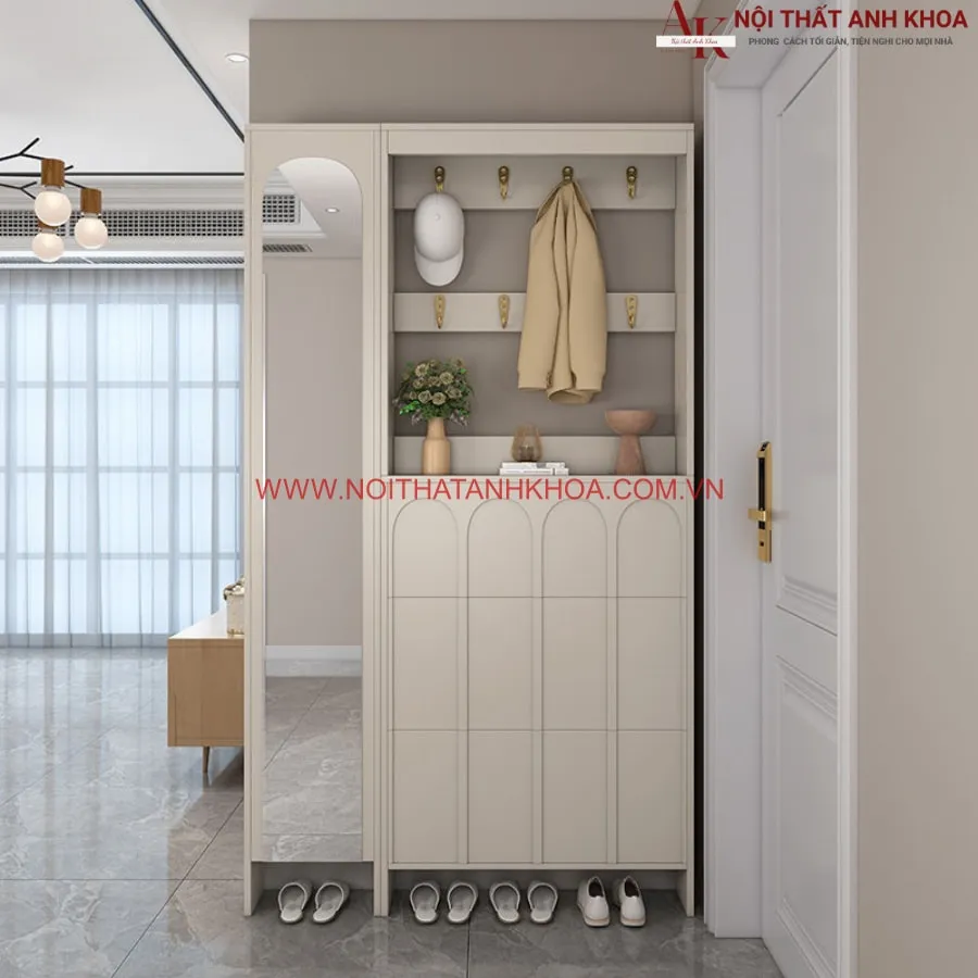 Tủ Giày Chung Cư Màu Trắng Đẹp Hiện Đại