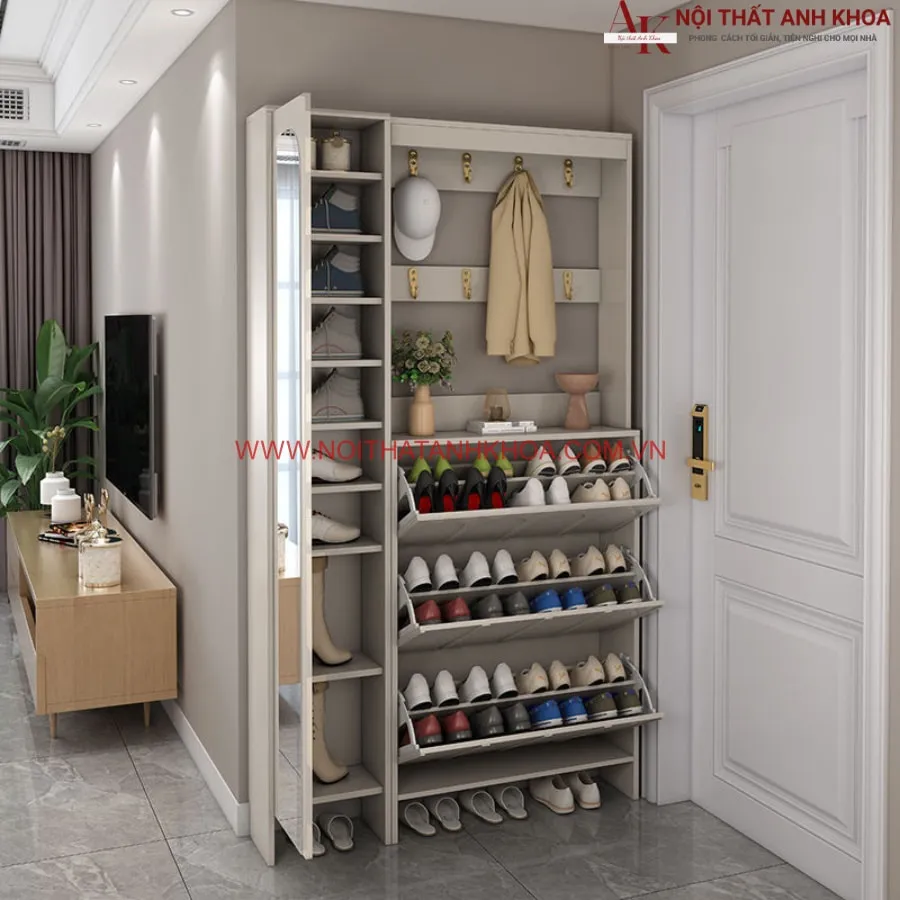 Tủ Giày Chung Cư Màu Trắng Đẹp Hiện Đại