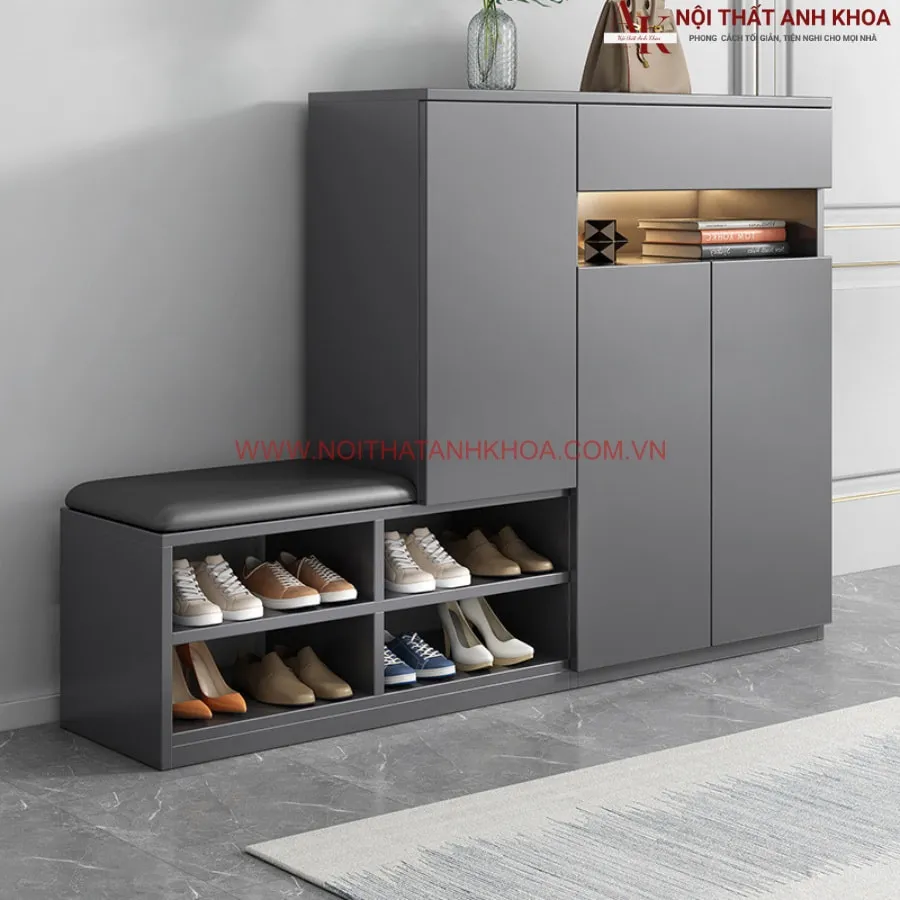 Tủ Giày có Ghế Ngồi Gỗ Công Nghiệp Thông Minh Tiện Lợi