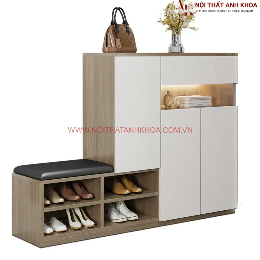 Tủ Giày có Ghế Ngồi Gỗ Công Nghiệp Thông Minh Tiện Lợi