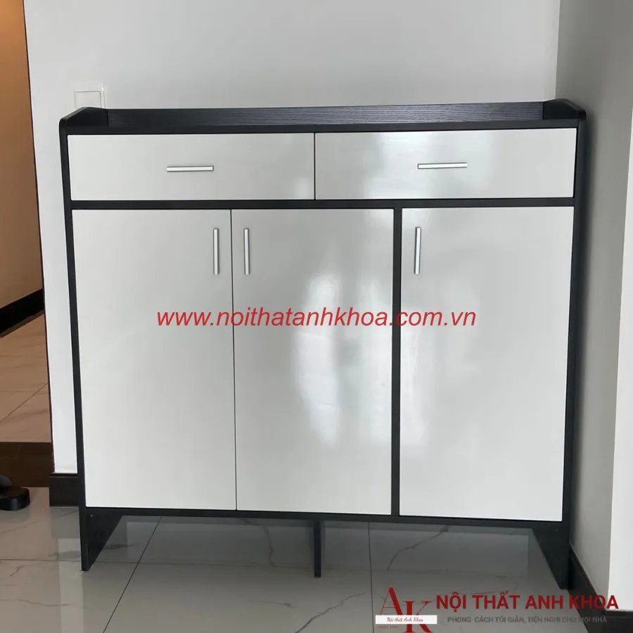Tủ Giày Dép Gỗ MDF Màu Xám Phối Cánh Trắng Sang Trọng Tiện Nghi