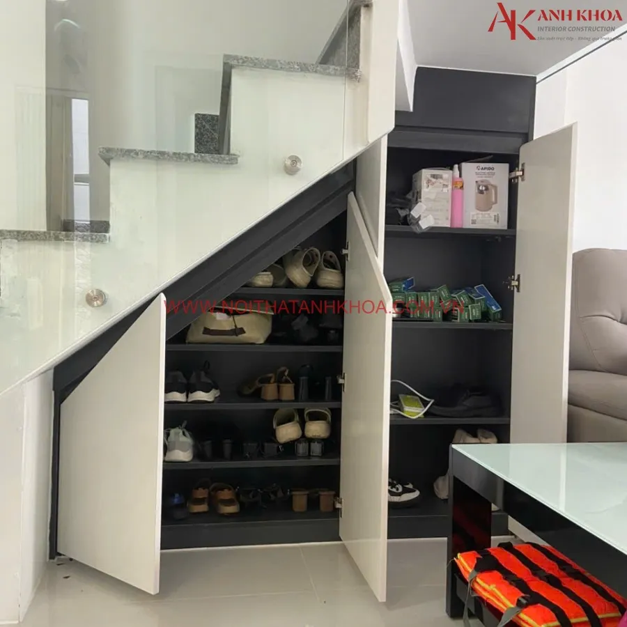 Tủ Giày Dưới Gầm Cầu Thang Gỗ Công Nghiệp Giá Rẻ