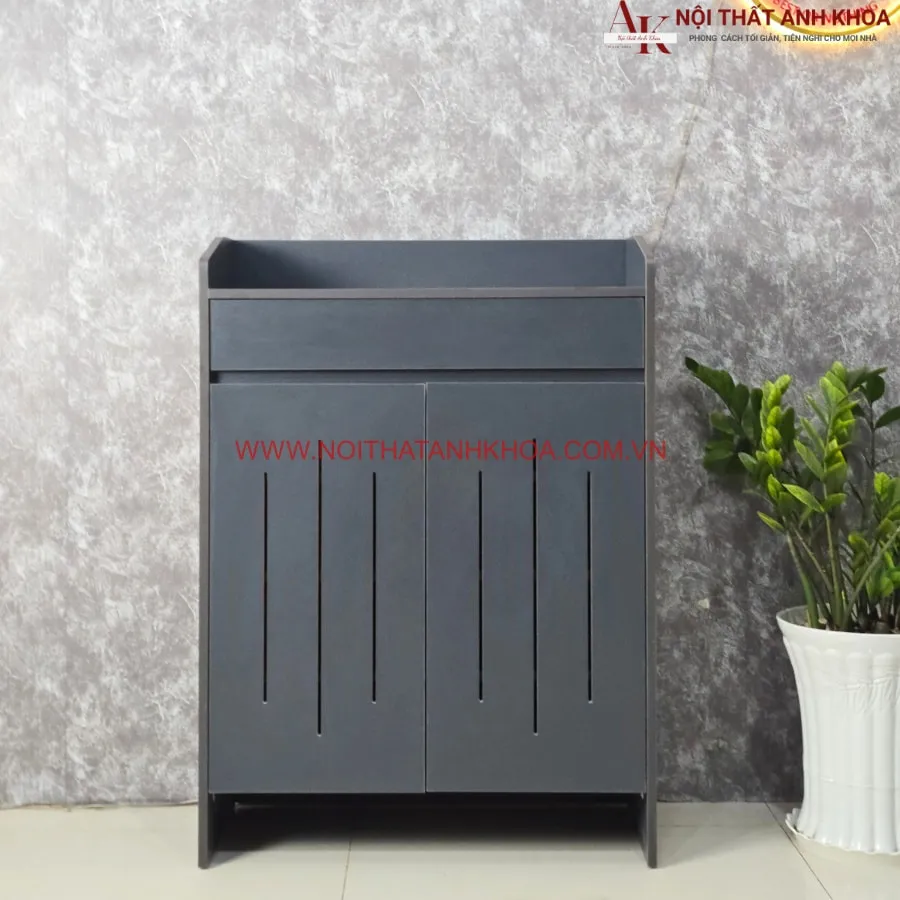 Tủ Giày Gỗ Công Nghiệp 2 Cánh Màu Xám Giá Rẻ