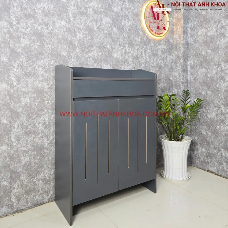 Tủ Giày Gỗ Công Nghiệp 2 Cánh Màu Xám Giá Rẻ