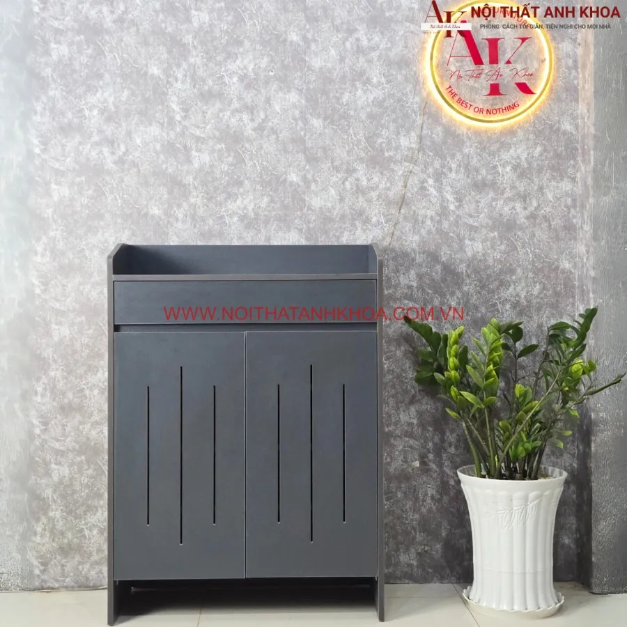 Tủ Giày Gỗ Công Nghiệp 2 Cánh Màu Xám Giá Rẻ