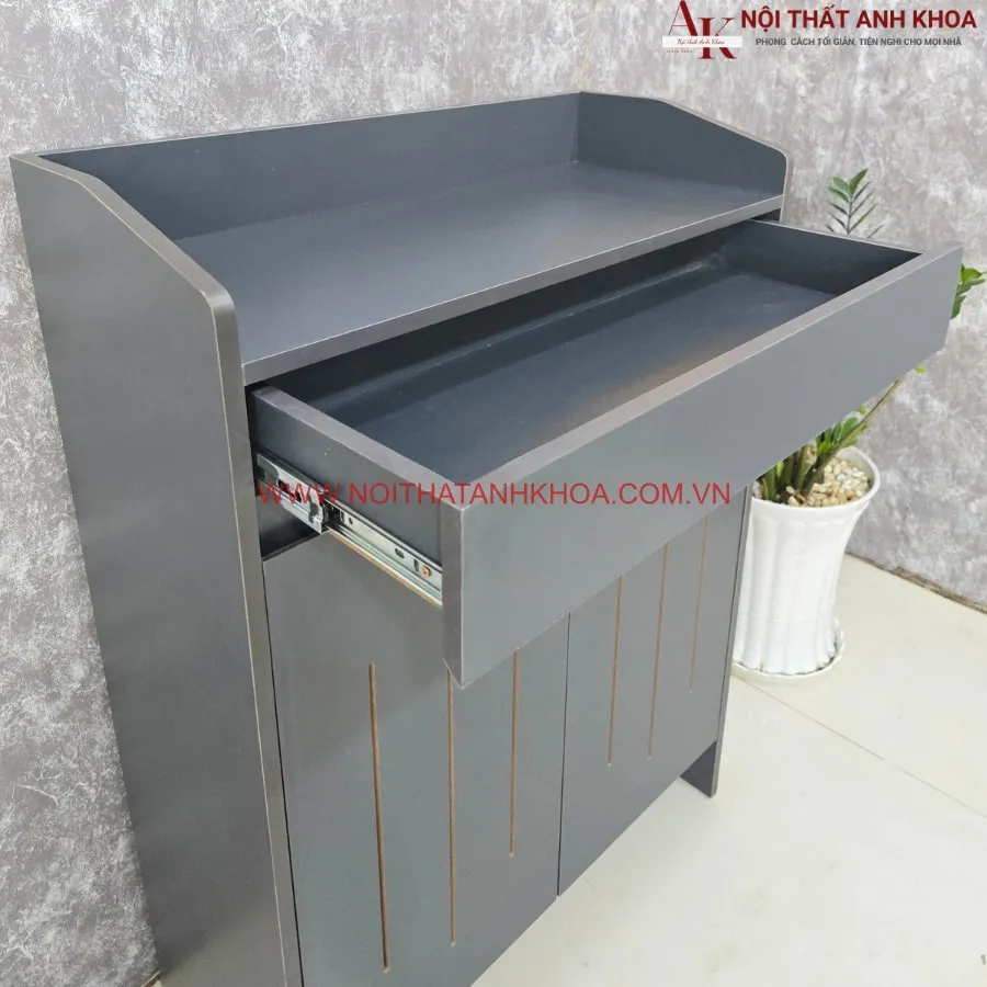 Tủ Giày Gỗ Công Nghiệp 2 Cánh Màu Xám Giá Rẻ