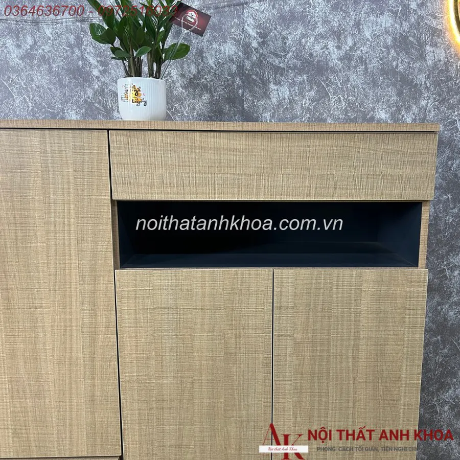 Tủ Giày Gỗ Công Nghiệp Màu Vàng Phối Xám Thiết Kế Ghế Ngồi Hiện Đại