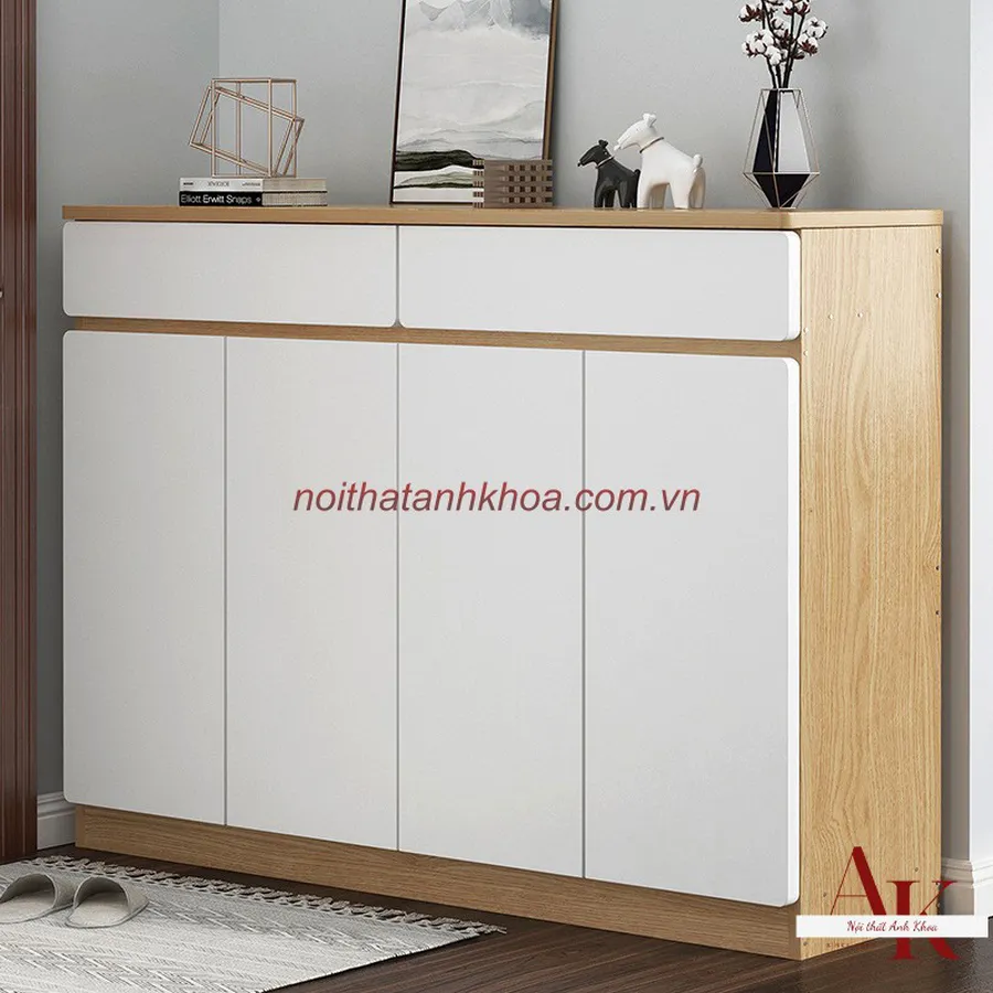 Tủ Giày Gỗ Công Nghiệp MDF Phủ Melamine Màu Vàng Phối Trắng Đẹp Giá Rẻ