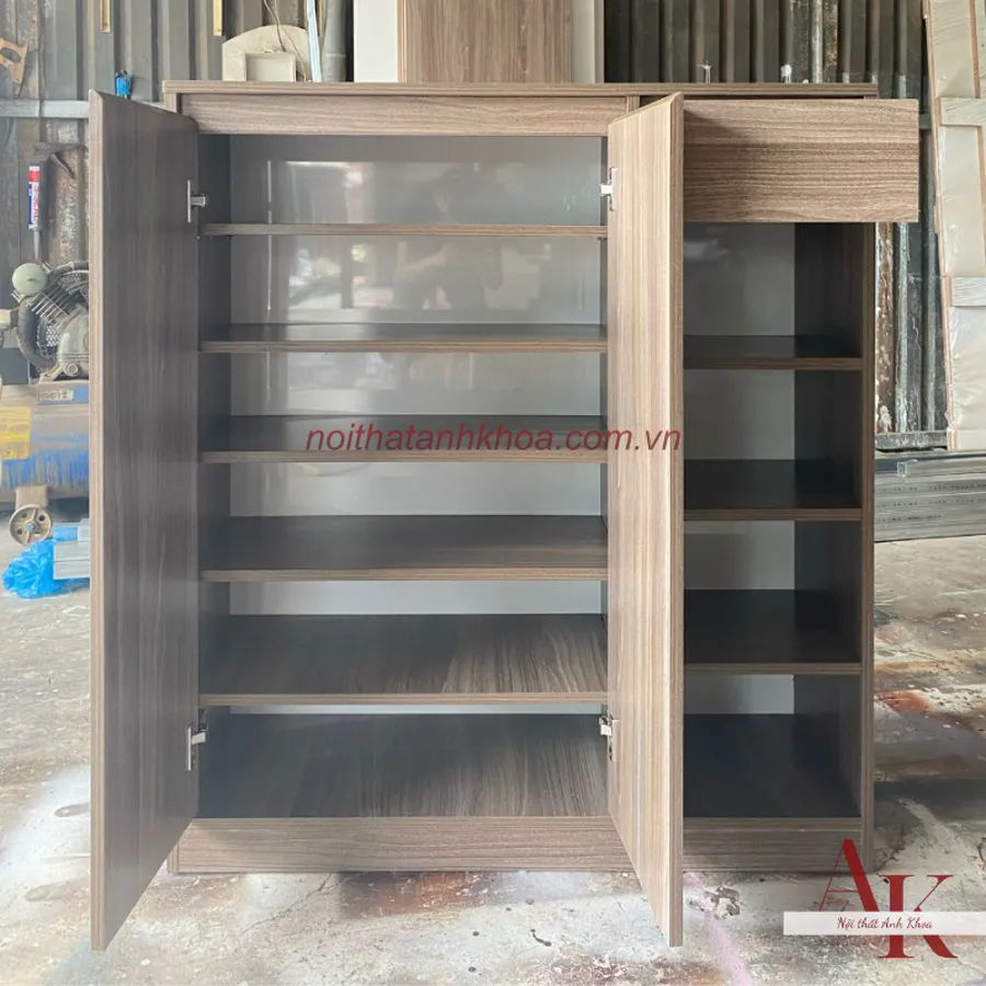 Tủ Giày Gỗ MDF Màu Nâu Đẹp Tiện Lợi Giá Rẻ